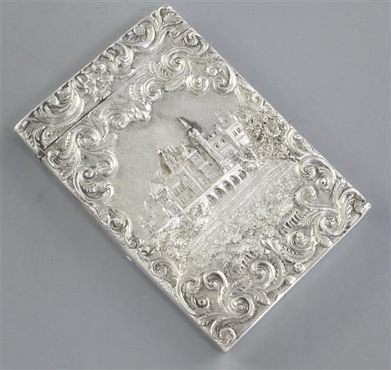 A good William IV silver double sided castle top card case H: 95mm/3 3/4 W: 65mm WEIGHT: 68grms/2.4ozs